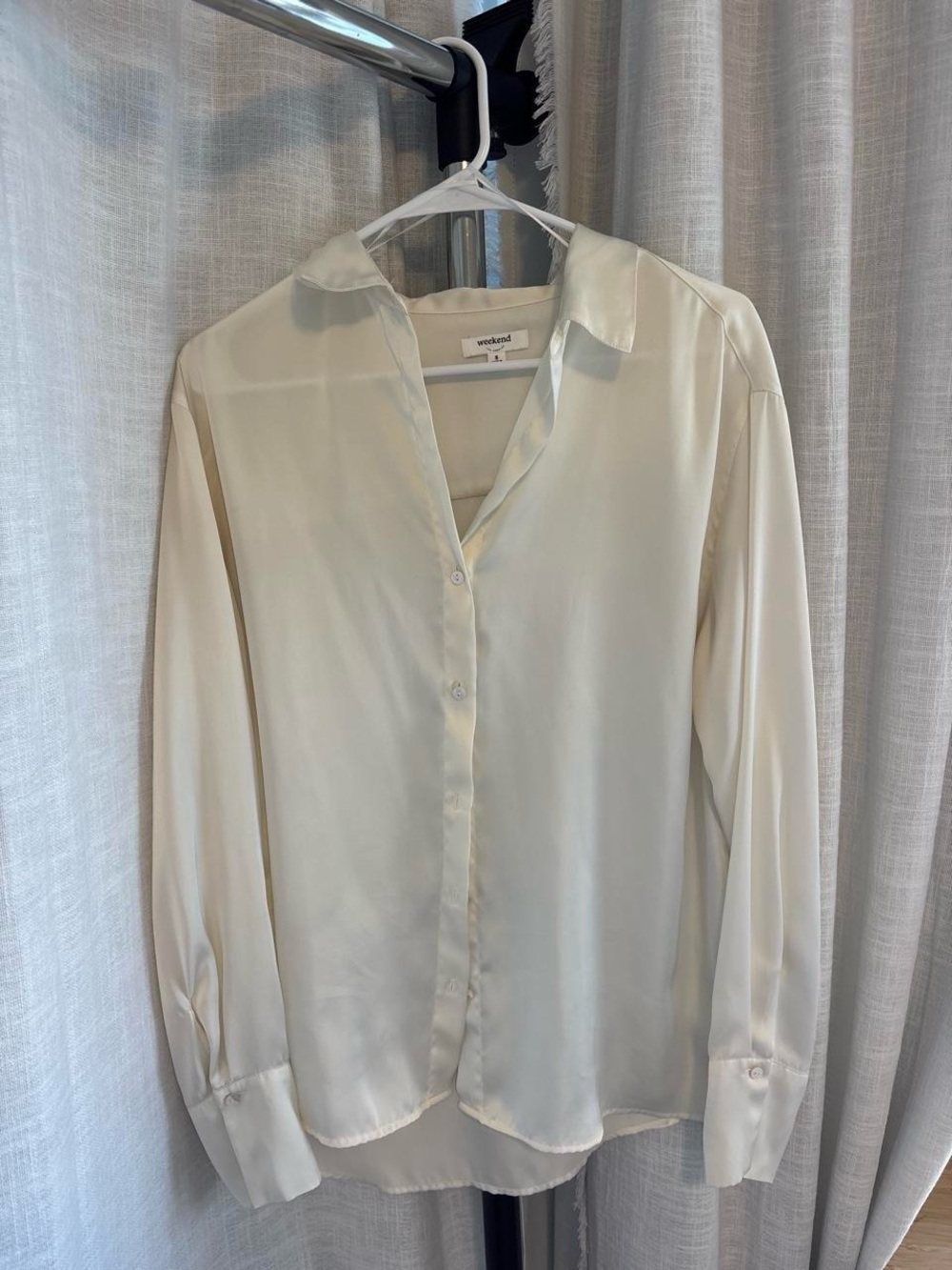 Weekend Max Mara Cream Satin Button-Down Blouse